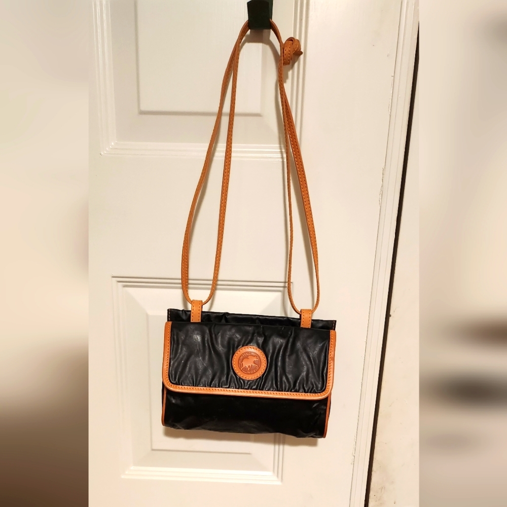 VINTAGE Hunting World Crossbody Bag Black 8" X 6" Made in Italy